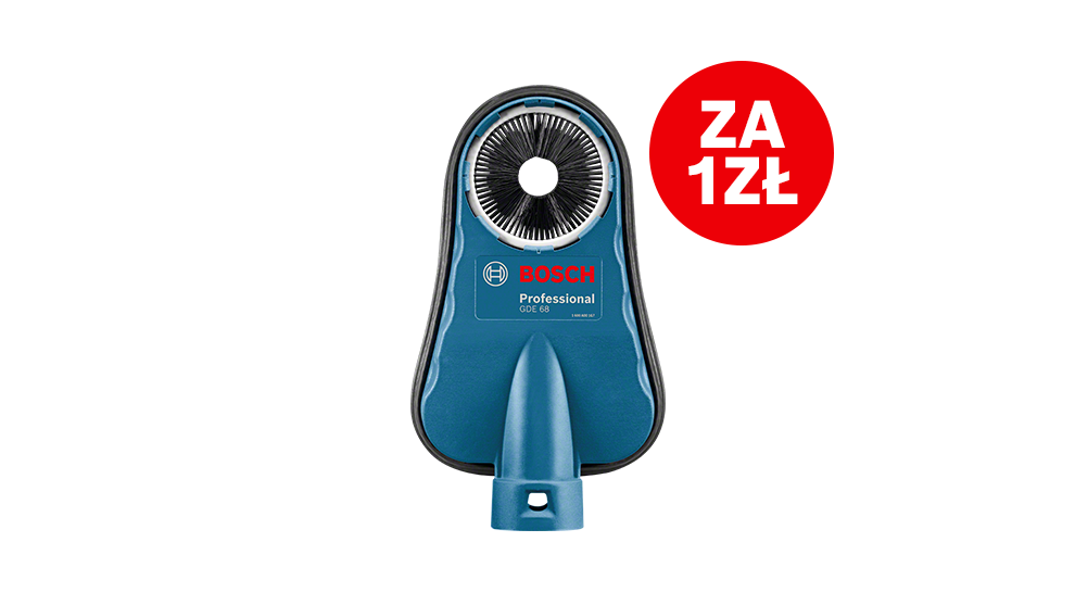 Niebieski dodatek do narzędzi Bosch Professional z czarnym okręgiem z włosia.