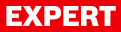 Червоний логотип EXPERT на білому фоні, чіткі та сильні літери.