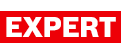 Logo se slovem "EXPERT" velkými bílými písmeny na červeném pozadí.