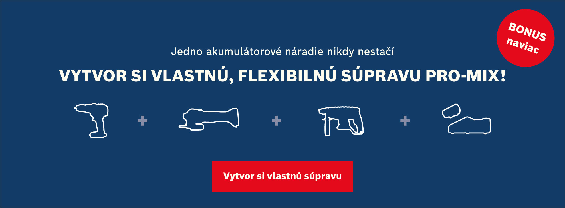 Nástroje Bosch Professional v bielej siluete na modrom pozadí.