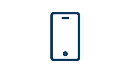 En stiliserad smartphone-ikon i mörk färg på ljus bakgrund.