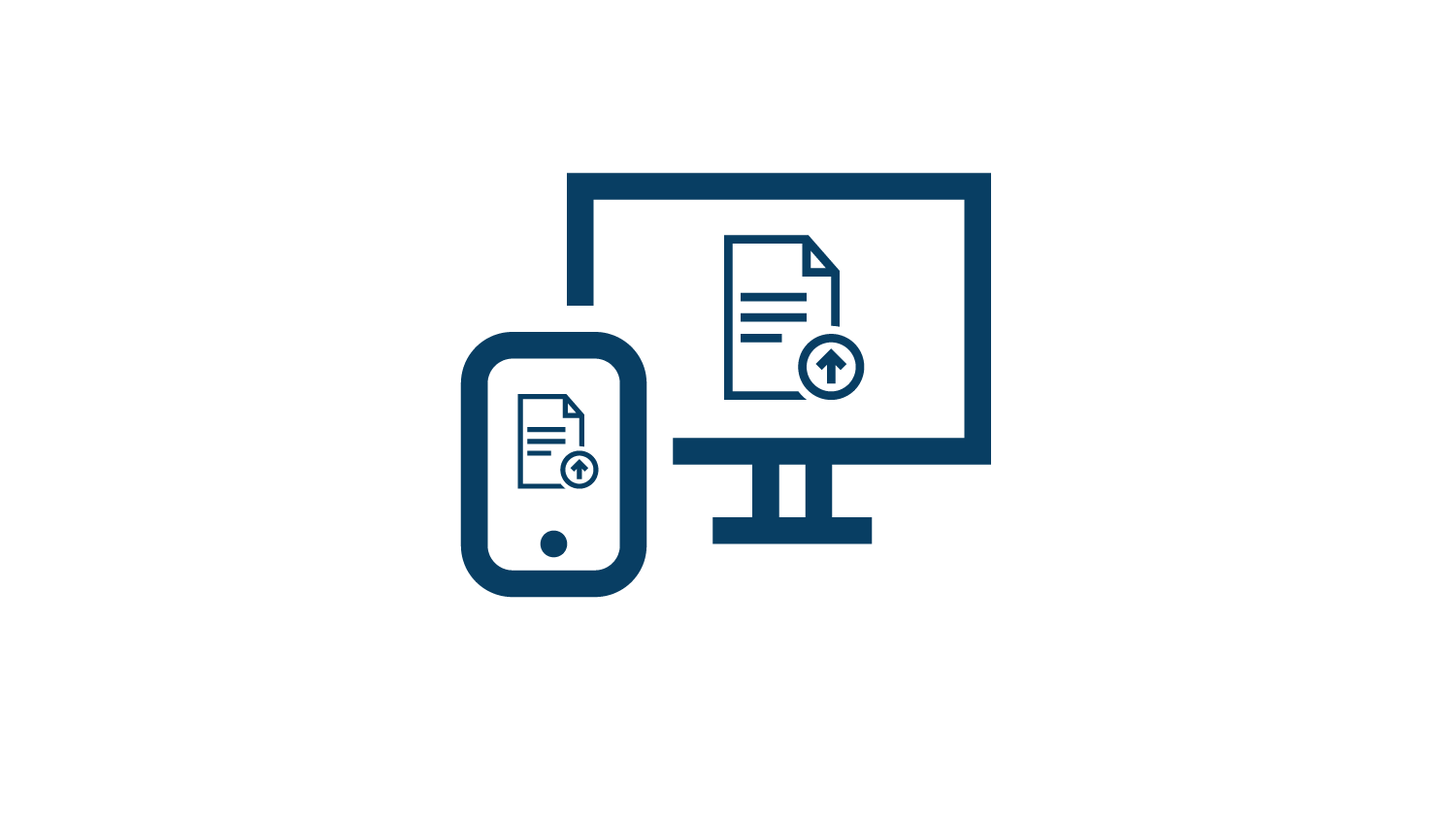 Pictogram van een computer en een smartphone met documenten.