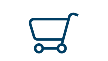 Niebieski wózek na zakupy z dwoma kołami, minimalistyczny design.