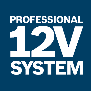 Bosch Professional 12V System logo on blue background.