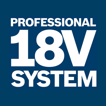 Bosch Professional 18V System logo on dark blue background.