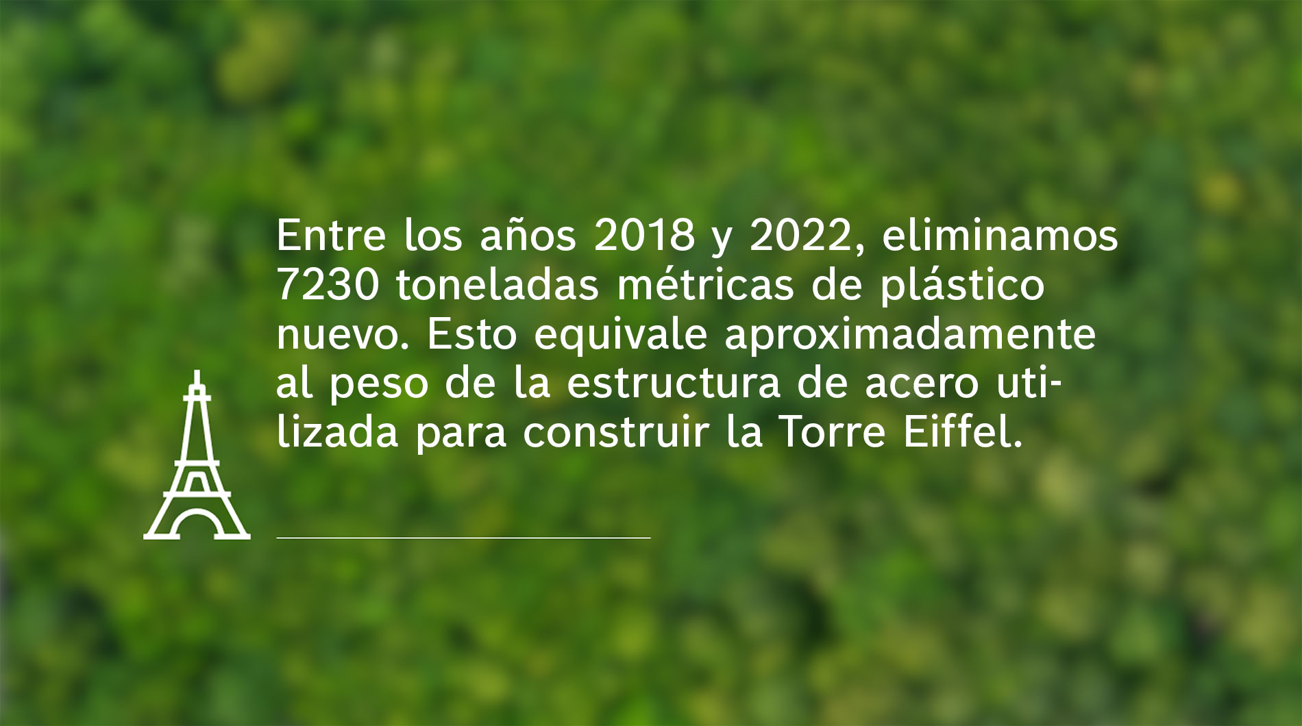 Texto sobre la reducción de plástico en un fondo borroso.