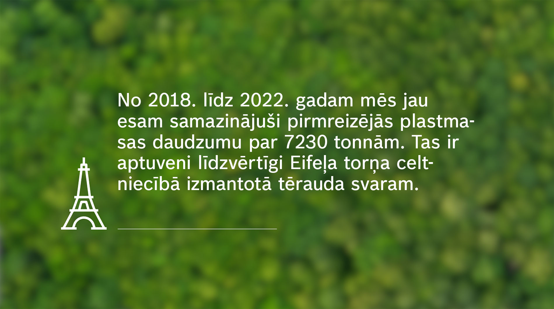 Zaļa fona ar baltu Eifeļa torņa simbolu un tekstu.