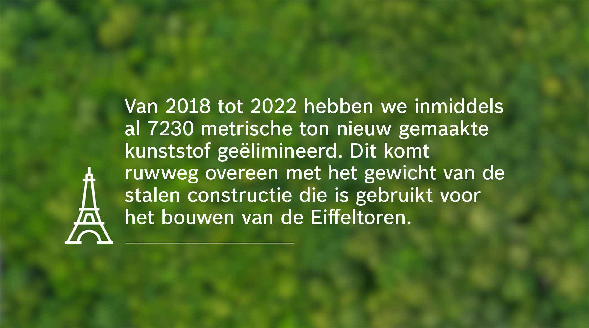 Witte tekst op een groene achtergrond met het symbool van de Eiffeltoren.