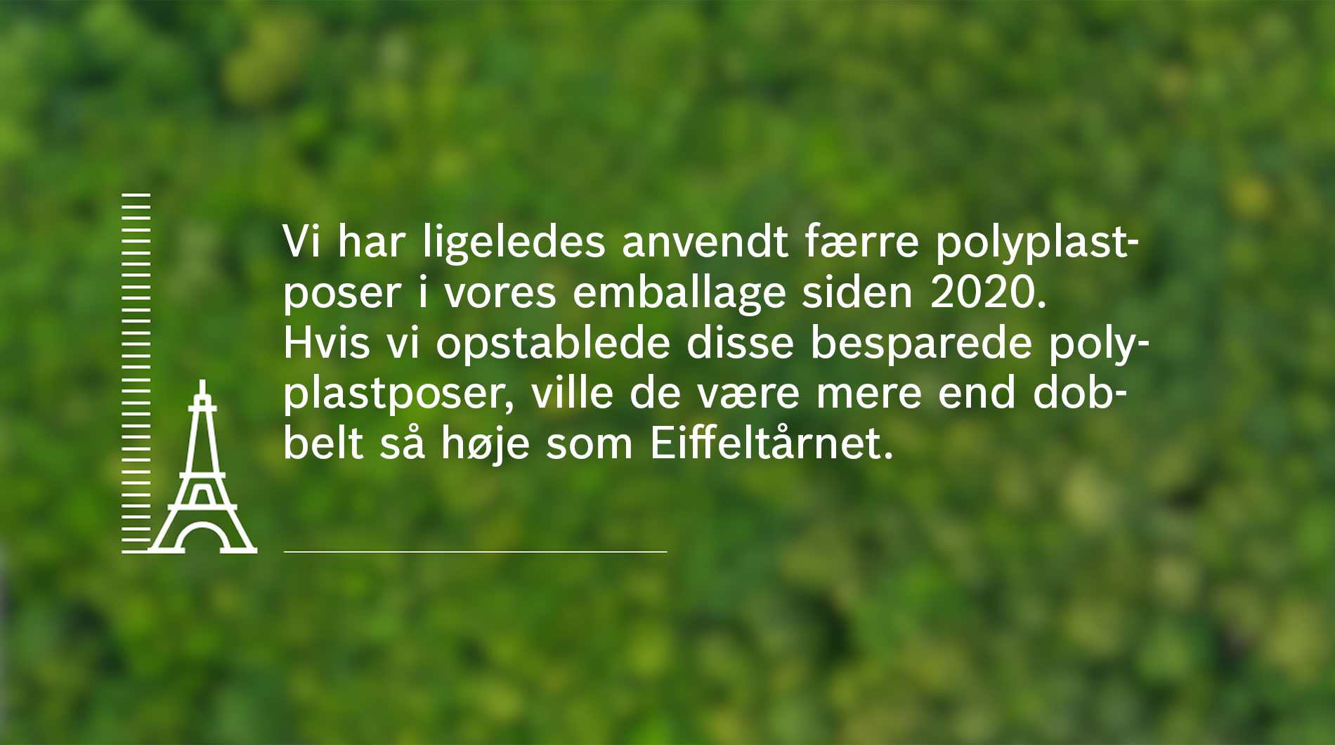 Grøn baggrund med tekst om plastikemballage.