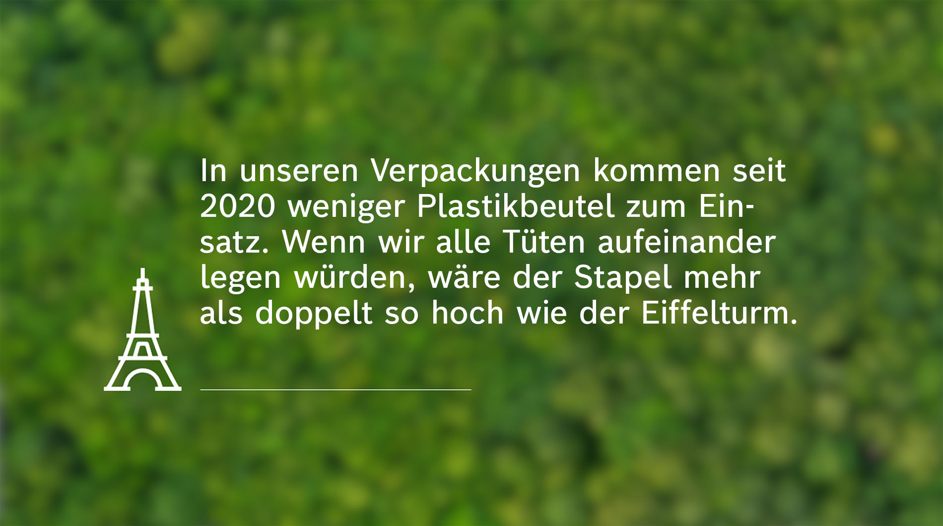 Text auf verschwommenem grünem Hintergrund über Plastikbeutelreduktion.