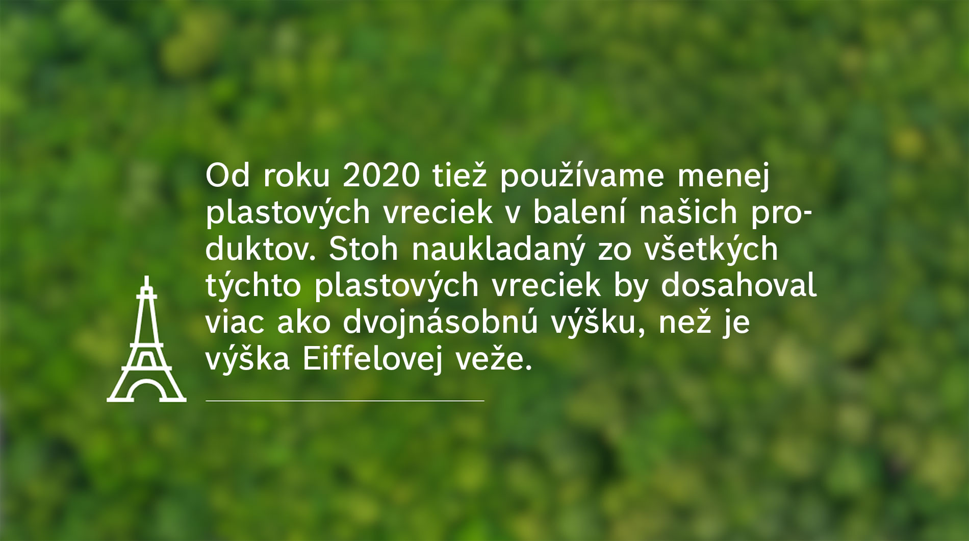 Text na zelenej pozadí o udržateľnom balení.