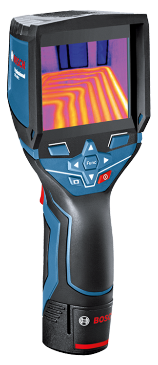 Термокамера Bosch Professional с цветен дисплей и бутони.