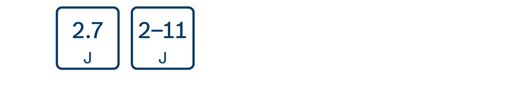 Energy figures: 2.7 J and 2-11 J on a white background.