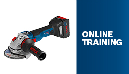 A blue Bosch Professional angle grinder on a white background.