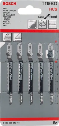 شفرات المنشار الكهربائي Bosch T119BO للخشب عبوة من 5 قطع.