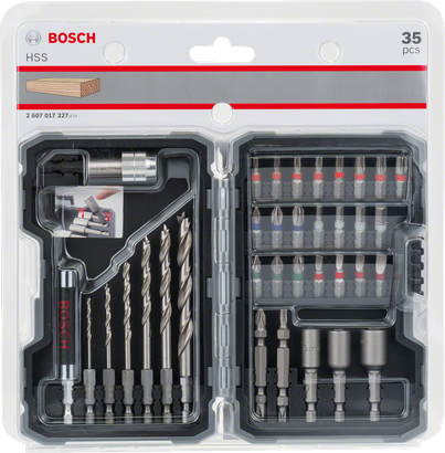 مجموعة من 35 قطعة من مثقاب ومفك البراغي HSS من Bosch .