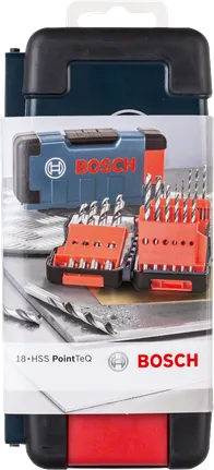 مجموعة رؤوس مثقاب Bosch HSS Twist Drill Bit PointTeQ المكونة من 18 قطعة من ToughBox.