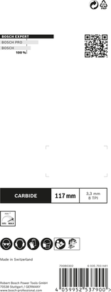 شفرة المنشار الكهربائي T301CHM من Bosch EXPERT Plastic Composites النظيفة مقاس 117 مم.