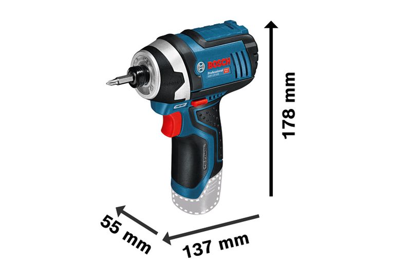 مثقاب Bosch GDR 12V-105 اللاسلكي ذو التصميم المدمج.