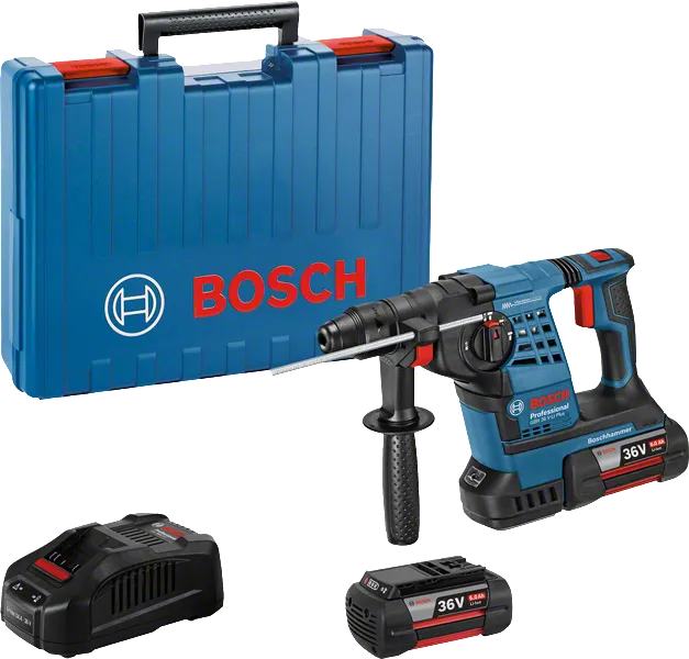 مطرقة دوارة Bosch GBH 36 V-LI Plus مع حقيبة وبطاريات.