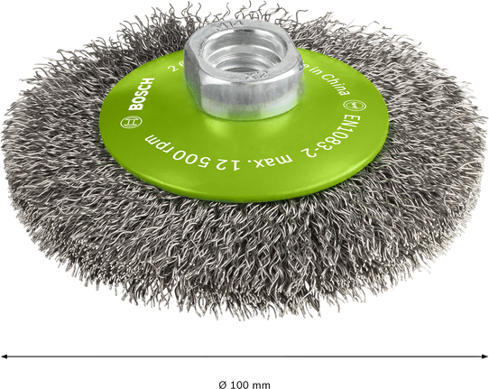 فرشاة تنظيف الحواف من الفولاذ المقاوم للصدأ Bosch PRO، قطر 100 مم.