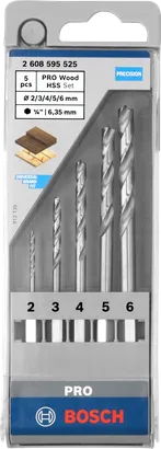 مجموعة مثقاب Bosch برو وود HSS براد بوينت 5 قطع.