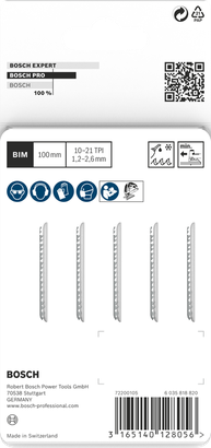 شفرات بانوراما Bosch PRO metal T123XF مقاس 100 مم، 5 قطع.