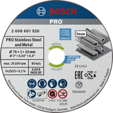 قرص قطع الفولاذ المقاوم للصدأ والمعادن من Bosch برو 76 مم.