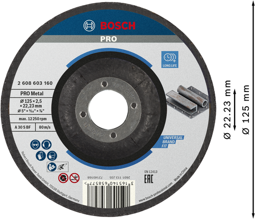 قرص القطع المعدني Bosch PRO مقاس 125x2.5x22.23 ملم.