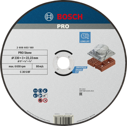 قرص القطع Bosch PRO الملتصق بالحجر، ذو عمر طويل.