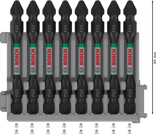 مجموعة من 8 قطع من مثقاب Bosch PRO مزدوج الطرف PZ2 65 مم.