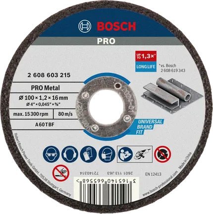 قرص قطع معدني ملتصق من Bosch برو 100 × 1.2 × 16 مم.