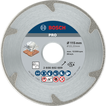 قرص الماس Bosch PRO Marble مقاس 115 ملم لقطع دقيق.
