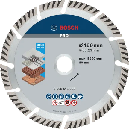 قرص القطع الماسي متعدد المواد Bosch PRO مقاس 180 مم.
