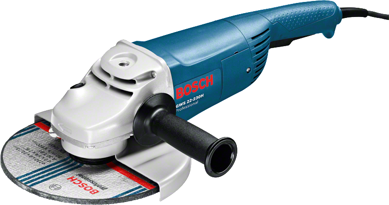 ماكينة صنفرة زاوية Bosch GWS 22-230 H مع قرص مقاس 230 مم.