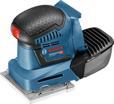 ماكينة صنفرة مدارية لاسلكية من Bosch GSS 18V-10 مزودة بفلتر دقيق.