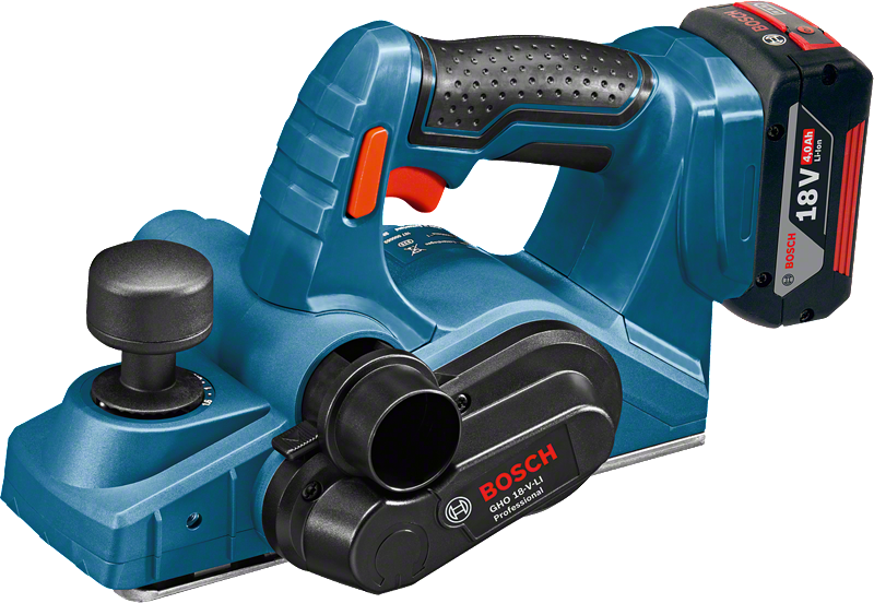 Bosch cordless planer GHO 18V-LI with ergonomic handle.