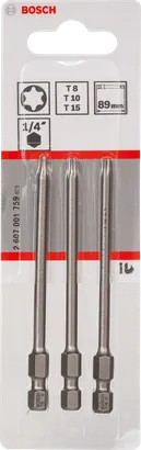 Bosch 3-piece 89mm extra hard screwdriver bit set.