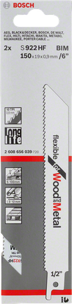 Bosch S922HF saw blade for wood and metal cutting.