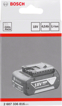 Bosch 18V 4.0Ah Li-Ion battery pack.