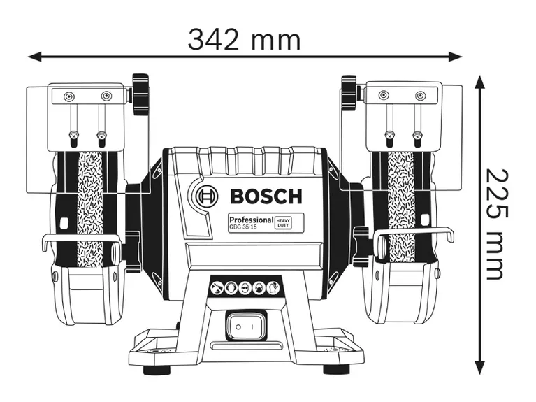 Bench grinder dimensions.