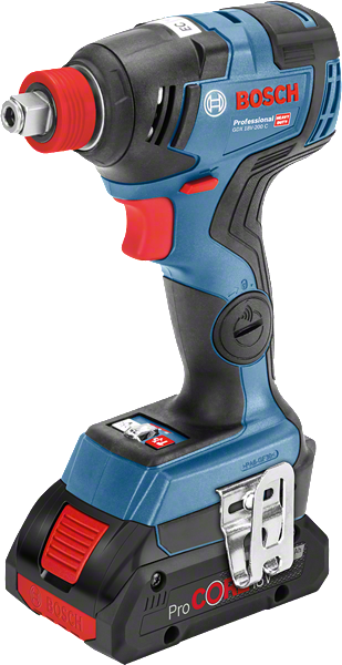 Bosch GDX 18V-200 C cordless impact driver with ProCORE18V battery.