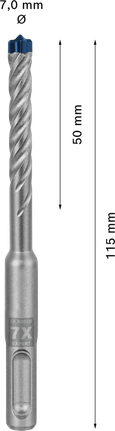 Bosch EXPERT SDS plus-7X 7mm hammer drill bit.