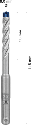 Bosch EXPERT SDS plus-7X 8x50x115 mm hammer drill bit.
