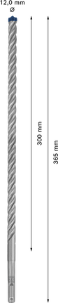 Bosch EXPERT SDS plus-7X 12x300x365 mm hammer drill bit.