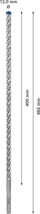 Bosch EXPERT SDS plus-7X 12x400x465 mm hammer drill bit.