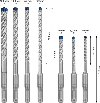 Bosch EXPERT SDS plus-7X hammer drill bit set 7-piece.