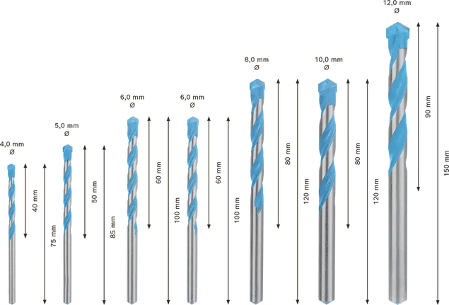 Bosch EXPERT MultiConstruction CYL-9 drill bit set 7-piece.