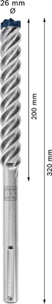 Bosch EXPERT SDS max-8X hammer drill bit 26x200x320 mm.