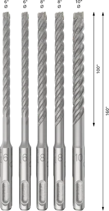 Bosch PRO SDS plus-5X Hammer Drill Bit Set, 5 sizes.